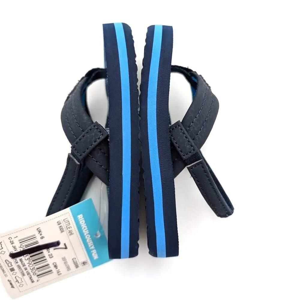 Reef Little Ahi Flip Flops Sandals Kids' Deep Sea Stripes Size US7 EU23